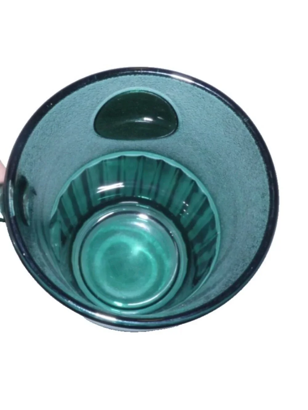 Starbucks Dark Green Goddess Coin heavier weight glass mug 400ml, 13.5 oz New